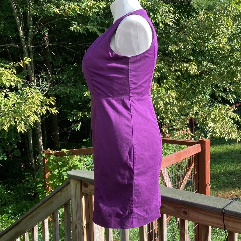 Purple pleated chevron front alternative to the LBD sleeveless sheath dress 14 - Picture 5 of 6